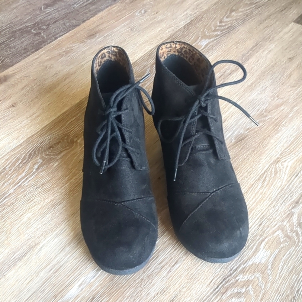 Suede Black Heeled Ankle Booties